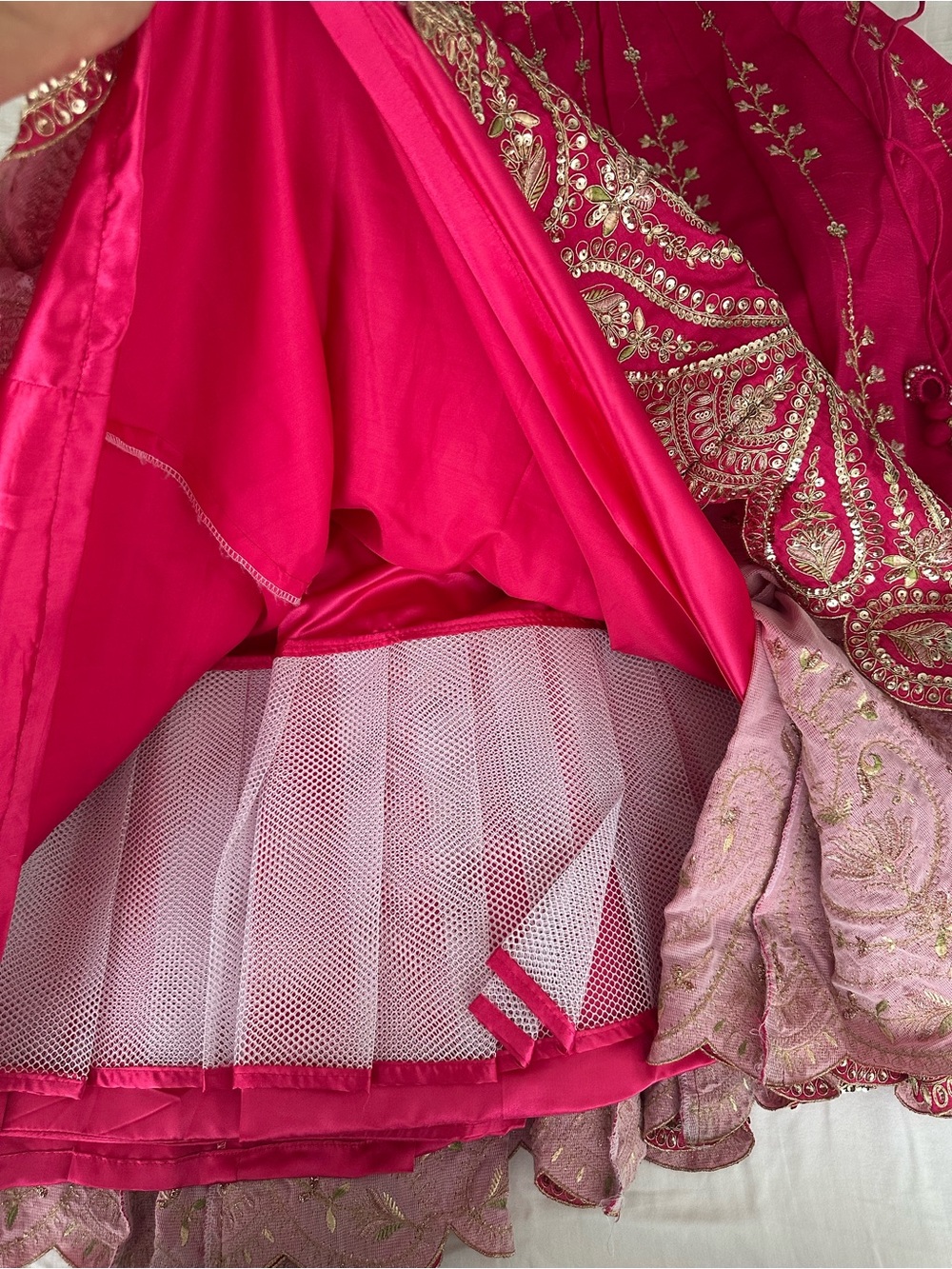 Fuchsia A-Line Embroidered Lehenga Skirt with Gold Detailing - Picture 13 of 16